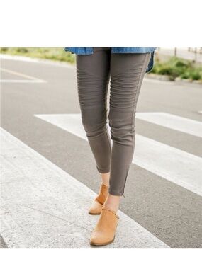 Umgee USA Charcoal Gray Moto Jeggings Ankle Zip Pull-On Skinny NWT Large